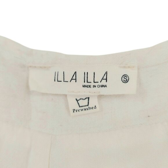 ILLA ILLA Wide Leg Back Bow Pants Womens Small Beige Front Button Pleated Boho - Picture 11 of 12